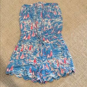 Blue and Pink Sailboat Print Lilly romper